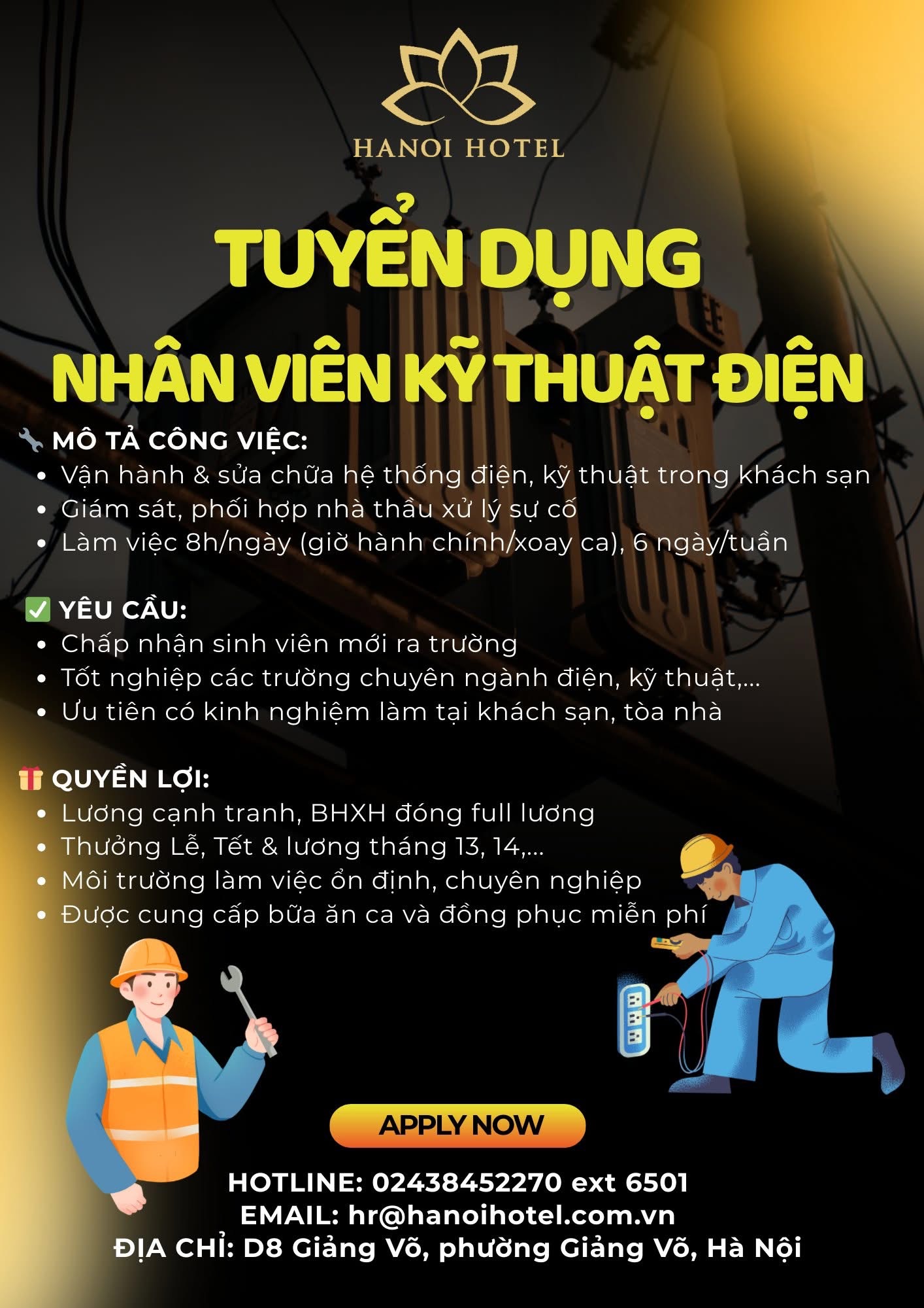 khách sạn hà nội hotel
tạo lạc tại trung tâm hà nội, không gian sang trọng, tiện nghi. image