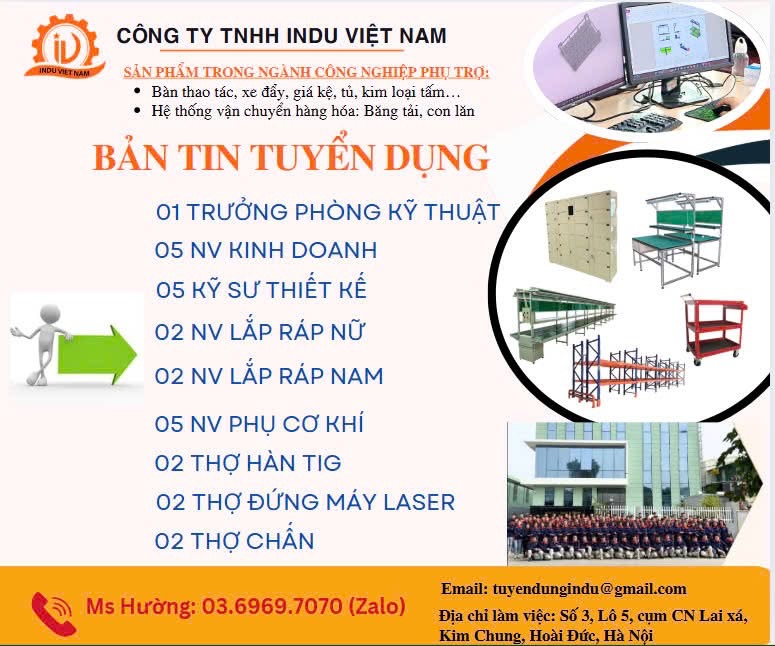 công ty TNHH indu việt nam hình ảnh tuyển dụng