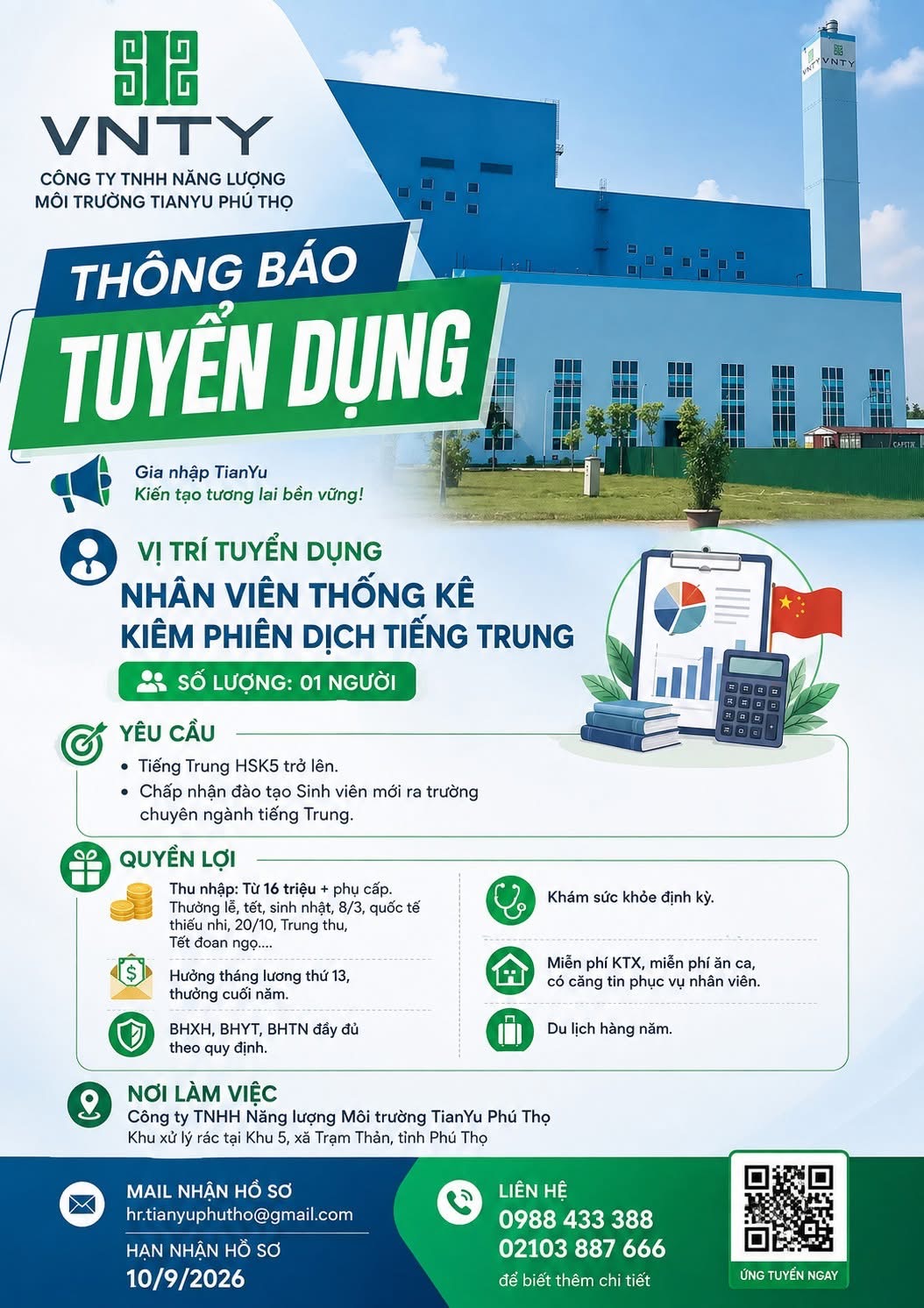 công ty TNHH năng lượng môi trường tianyu phú thọ hình ảnh tuyển dụng