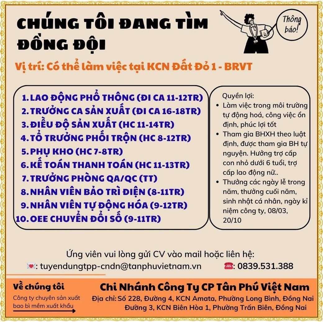 chi nhánh công ty cổ phần tân việt nam
công ty chuyên sản xuất bao bì mềm xuất khẩu. image