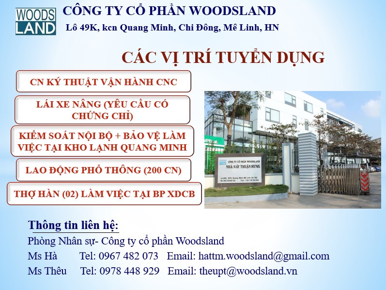 Công ti cổ phần Woodsland hình ảnh tuyển dụng