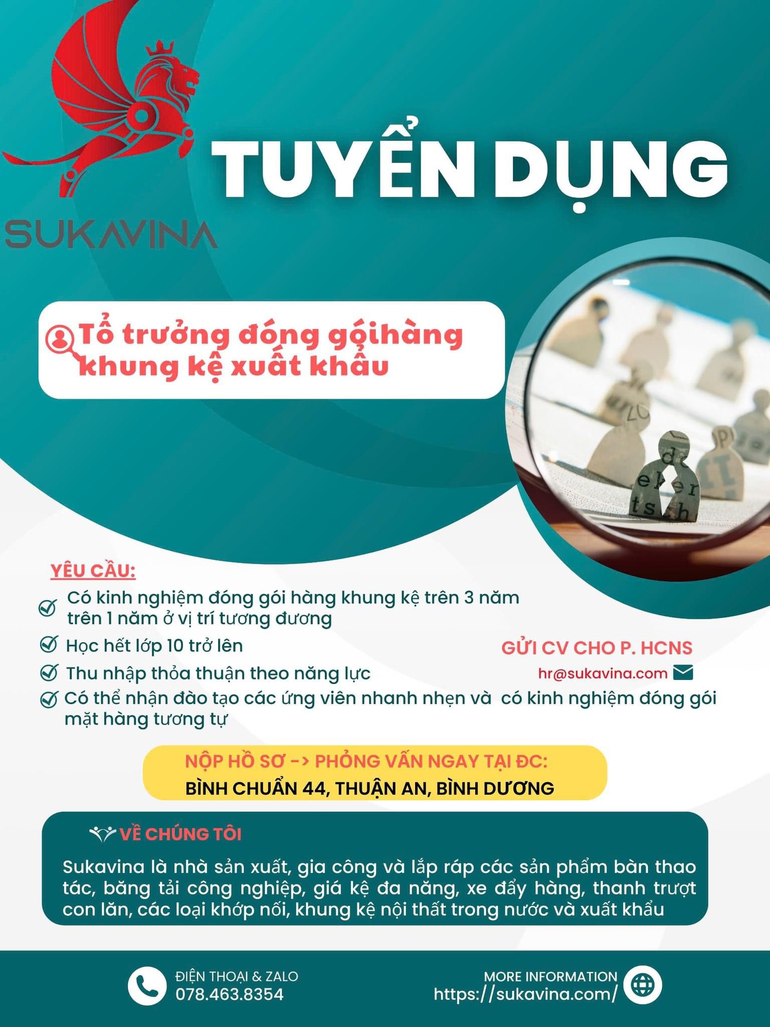 công ty TNHH sukavina hình ảnh tuyển dụng