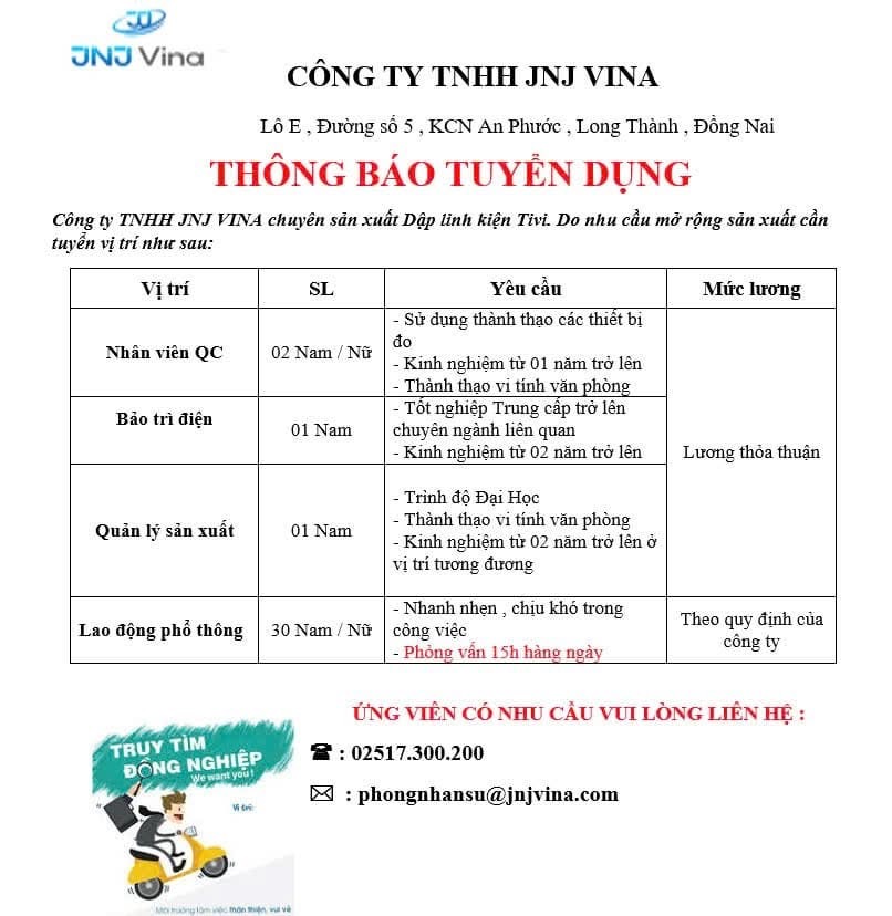 công ty TNHH jnj vina hình ảnh tuyển dụng