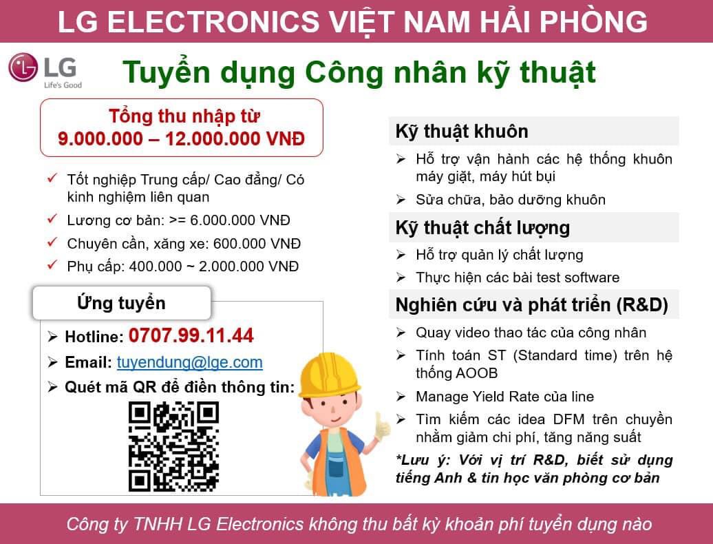 công ty TNHH LG electronics việt nam hải phòng hình ảnh tuyển dụng