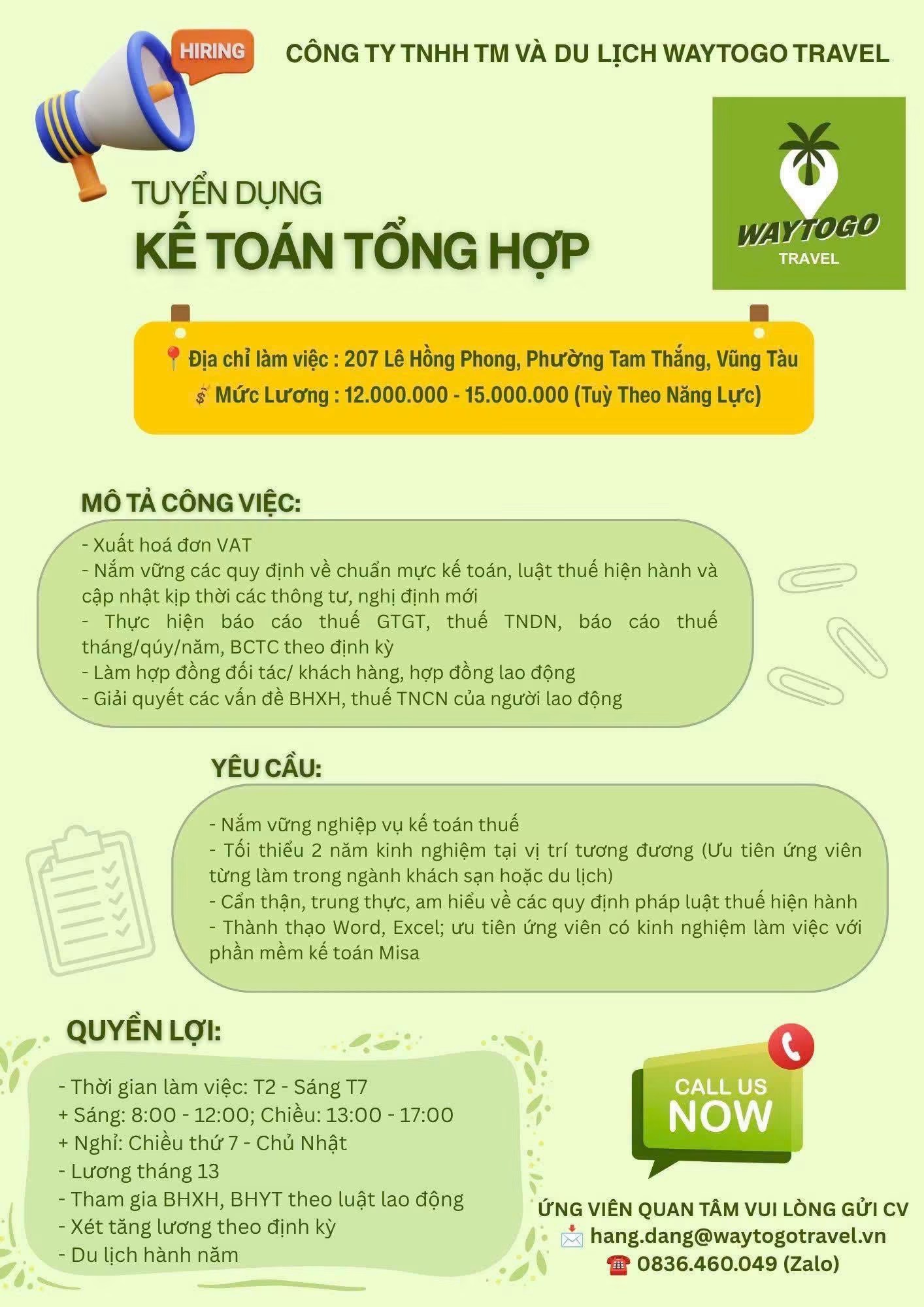 công ty TNHH thương mại và du lịch waytogo travel hình ảnh tuyển dụng
