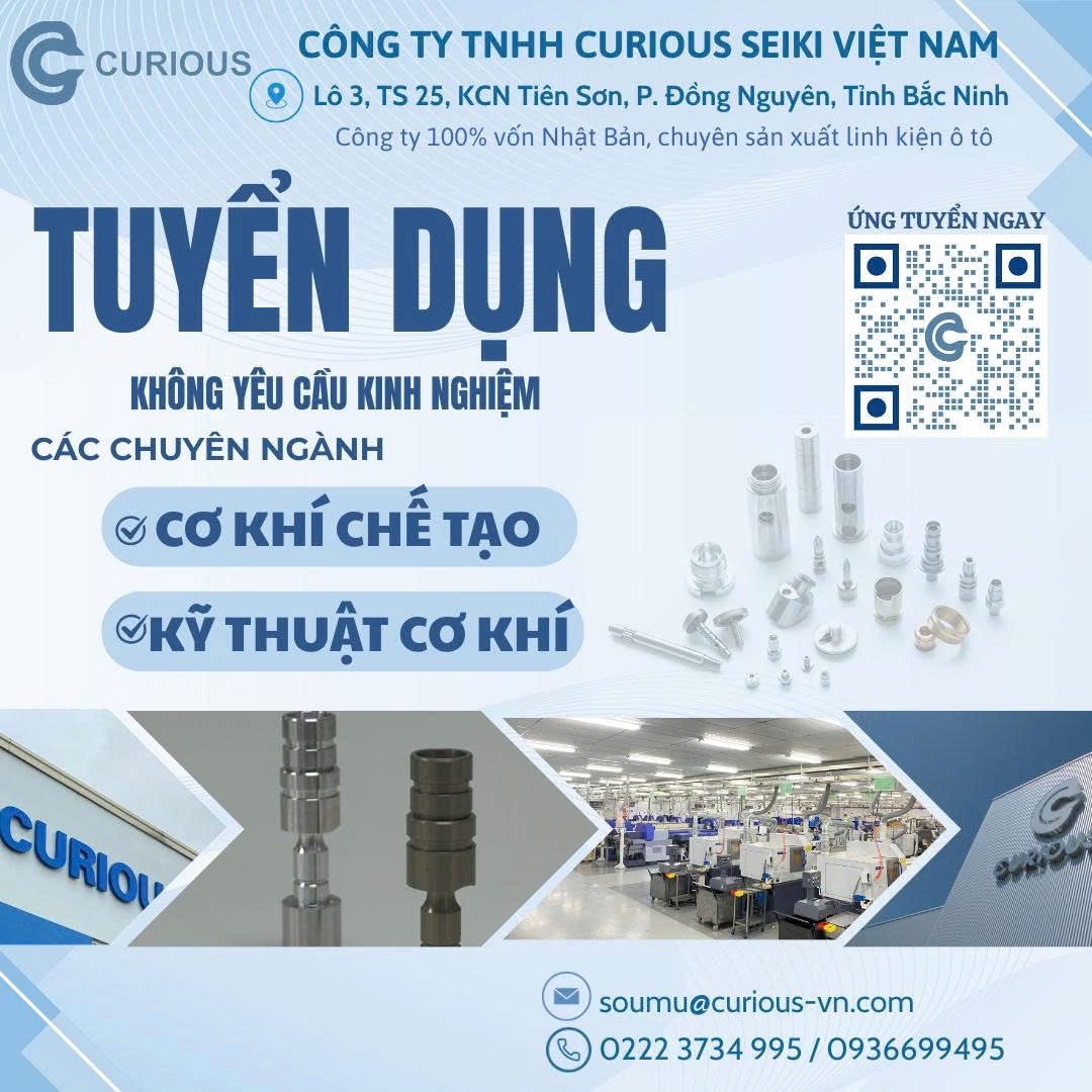 công ty TNHH curious seiki việt nam
công ty có 100% vốn nhật bản
chuyên sản xuất linh kiện ô tô image
