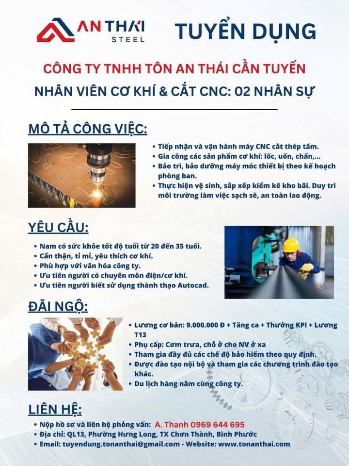 công ty TNHH tôn an thái hình ảnh tuyển dụng