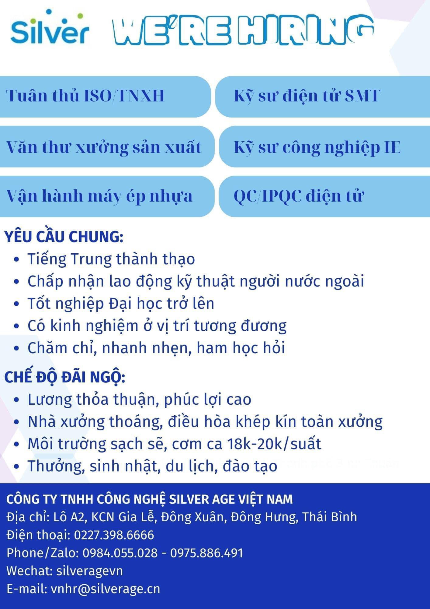 công ty TNHH công nghệ silver age việt nam hình ảnh tuyển dụng