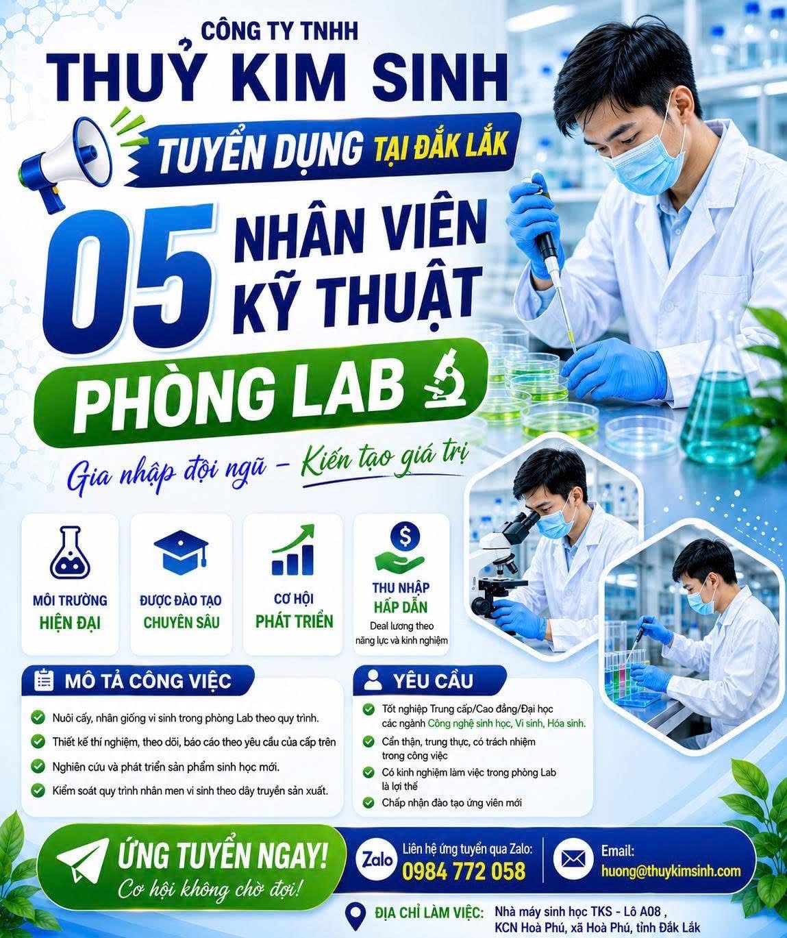 công ty TNHH thuỷ kim sinh- nhà máy đắc lắc hình ảnh tuyển dụng