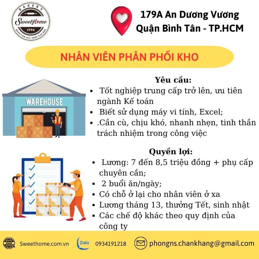 công ty TNHH sản xuất thương mại chấn khang.
nơi làm việc: 179, an dương vương, quận bình tân.
chuyên sản xuất bột mỳ, bánh mỳ..
 image