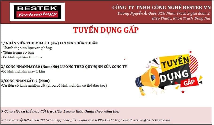 công ty TNHH công nghệ bestek vn hình ảnh tuyển dụng