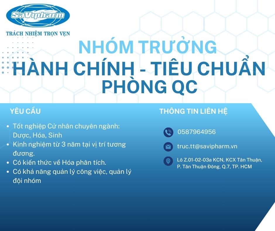 công ty cổ phần dược phẩm savi hình ảnh tuyển dụng