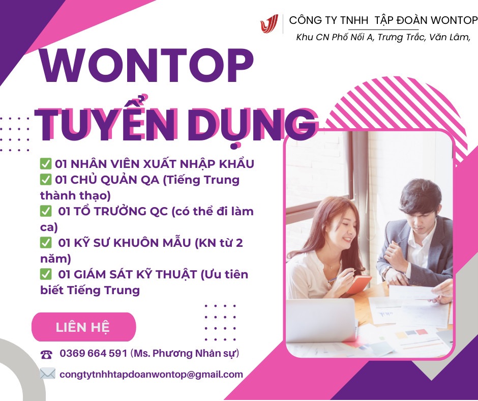 công ty TNHH tập đoàn wontop
công ty có 100% vốn trung quốc.
công ty chuyên sản xuất linh kiện điện tử.
 image