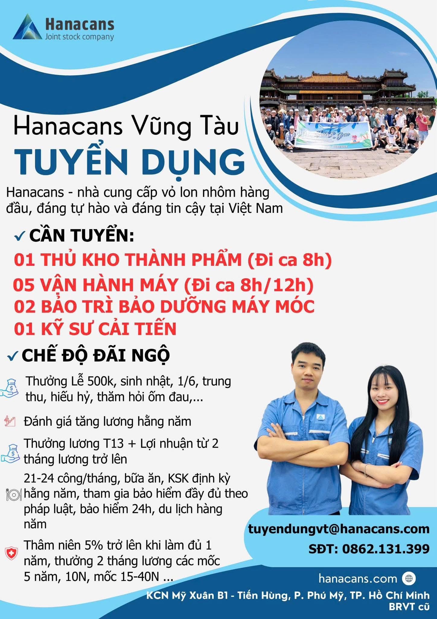 công ty cổ phần hanacans-chi nhánh bà rịa vũng tàu hình ảnh tuyển dụng