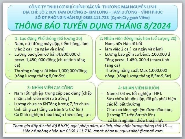 công ty TNHH cơ khí chính xác và thương mại nguyên linh.
công ty chuyên gia công cơ khí chính xác. image