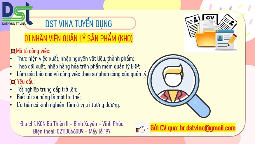 công ty TNHH dat vina.
Công ty có 100% vốn hàn quốc.
chuyên sản xuất nhựa,băng keo dính hàng đầu khu vực. image