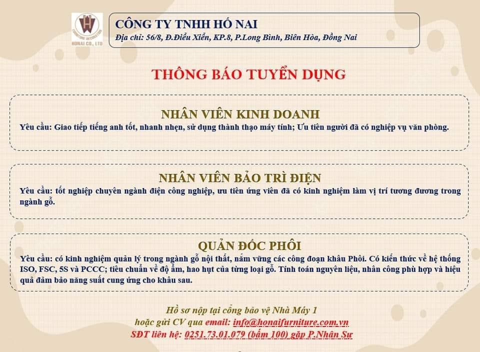 công ty TNHH hố nai hình ảnh tuyển dụng