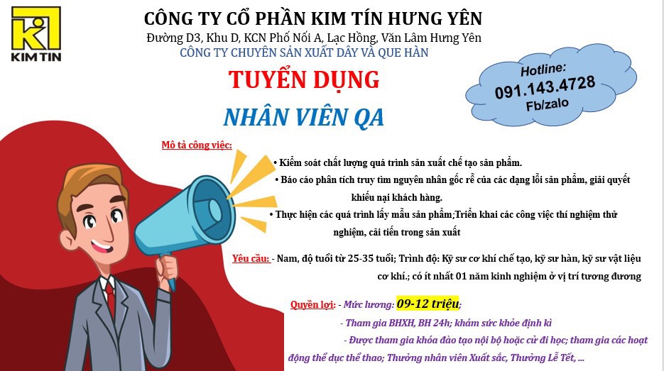 công ty cổ phần kim khí kim tín hưng yên hình ảnh tuyển dụng