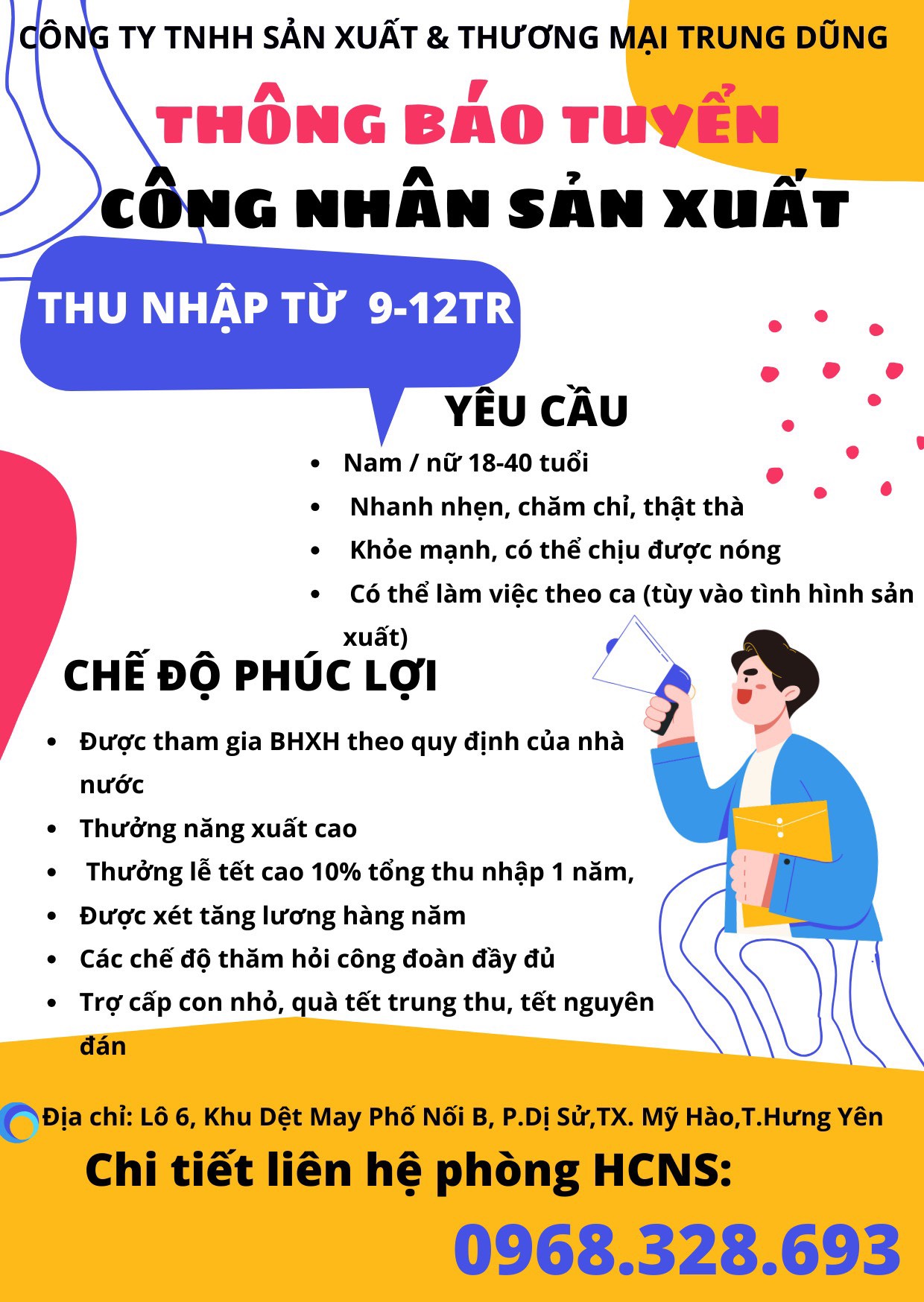 công ty TNHH sản xuất và thương mại trung dũng hình ảnh tuyển dụng