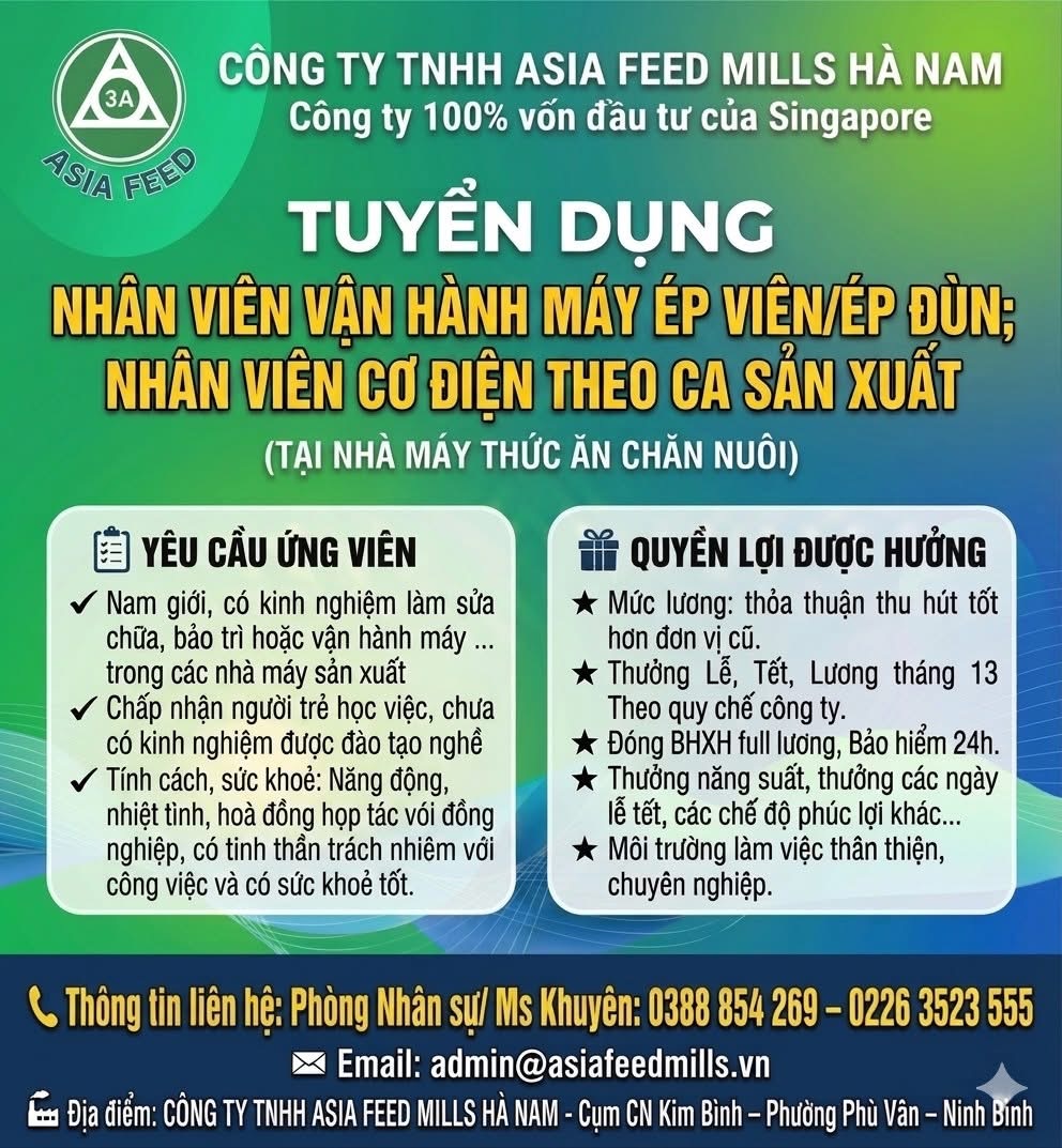 công ty TNHH asia feed mills hà nam hình ảnh tuyển dụng