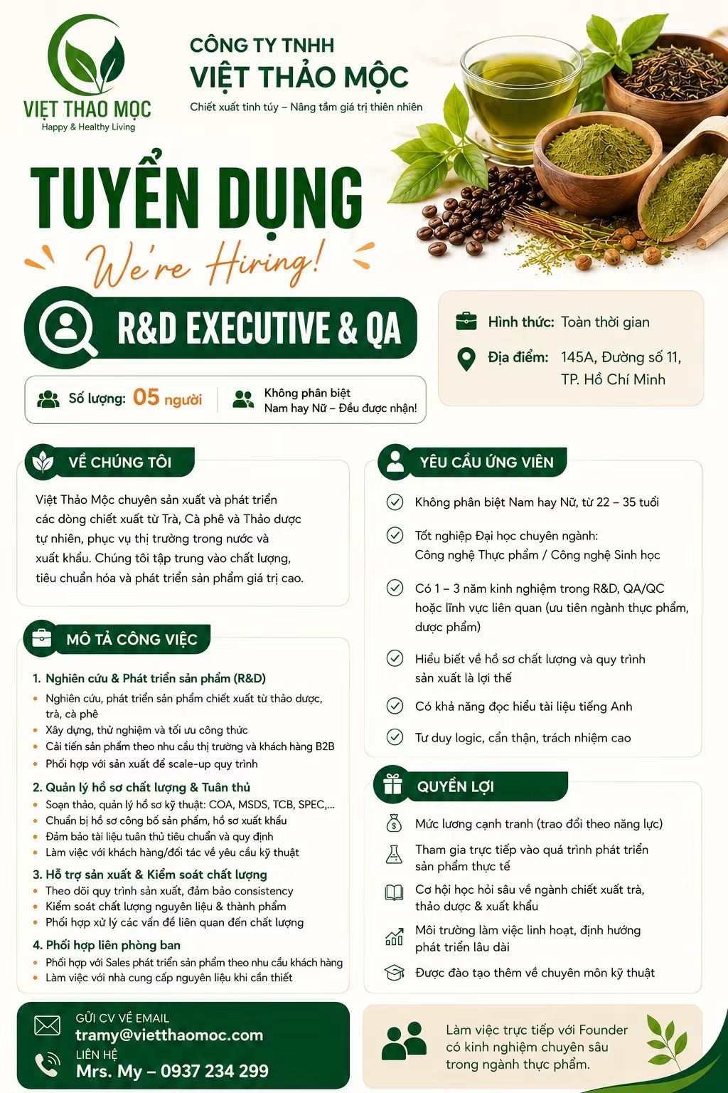 công ty TNHH việt thảo mộc
công ty chuyên cung cấp nguyên liệu thực phẩm, hương liệu mỹ phẩm.. image