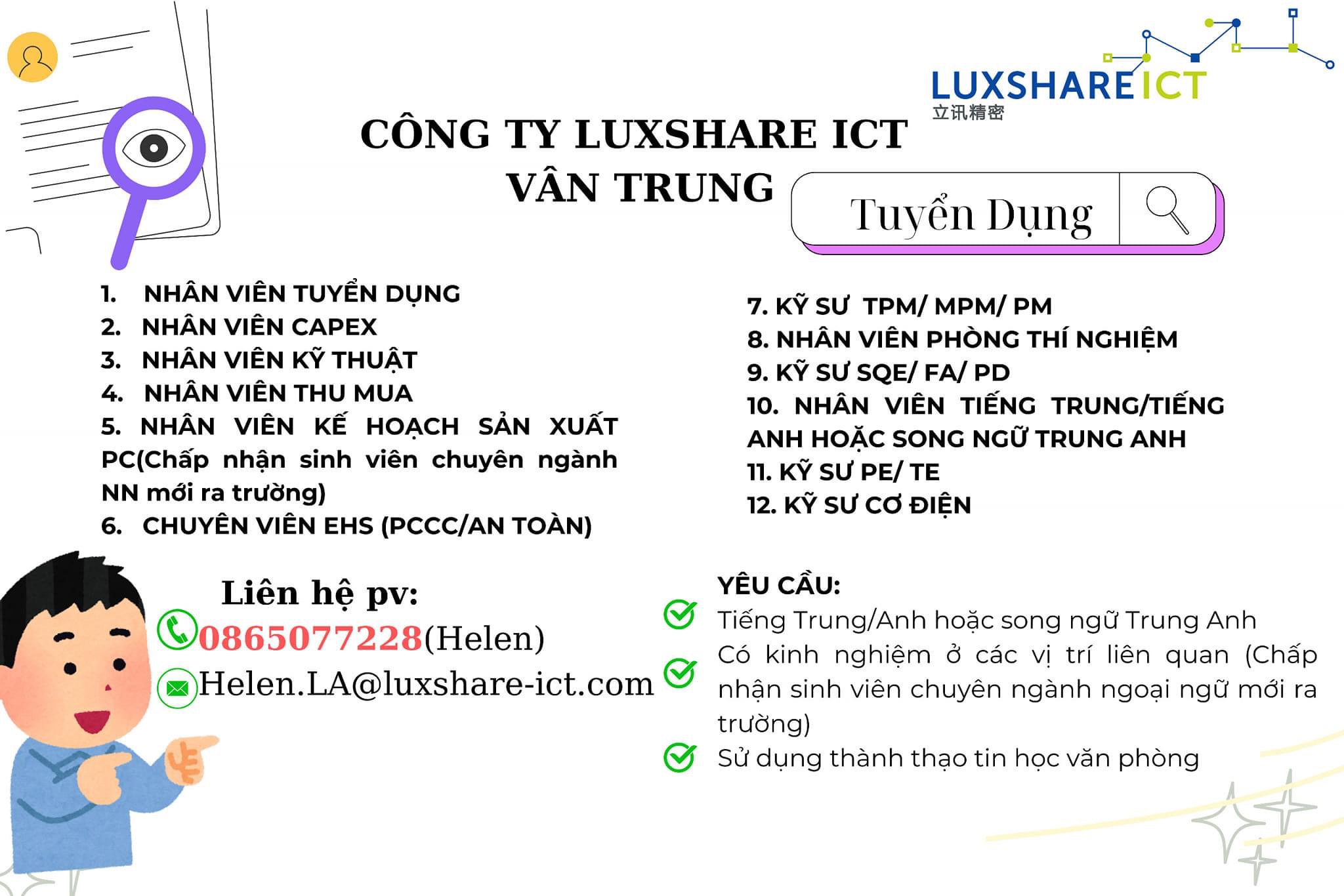 công ty TNHH luxshare ict vân trung hình ảnh tuyển dụng