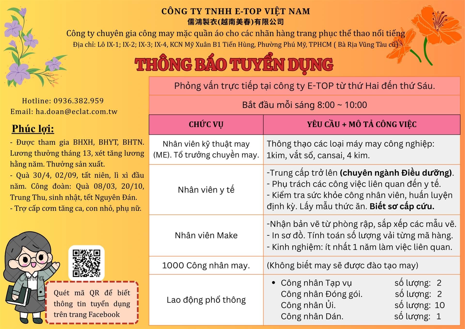 công ty TNHH e-top việt nam hình ảnh tuyển dụng