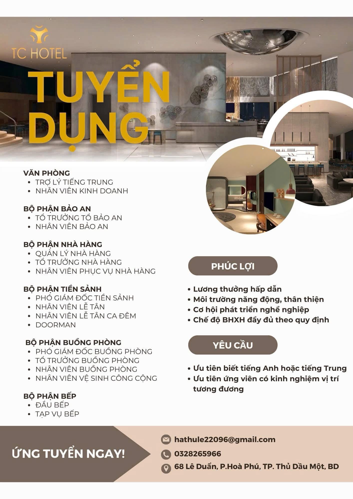 khách sạn TC hotel bình dương.
chuyên phụ vụ phòng nghỉ, sự kiện..
 image