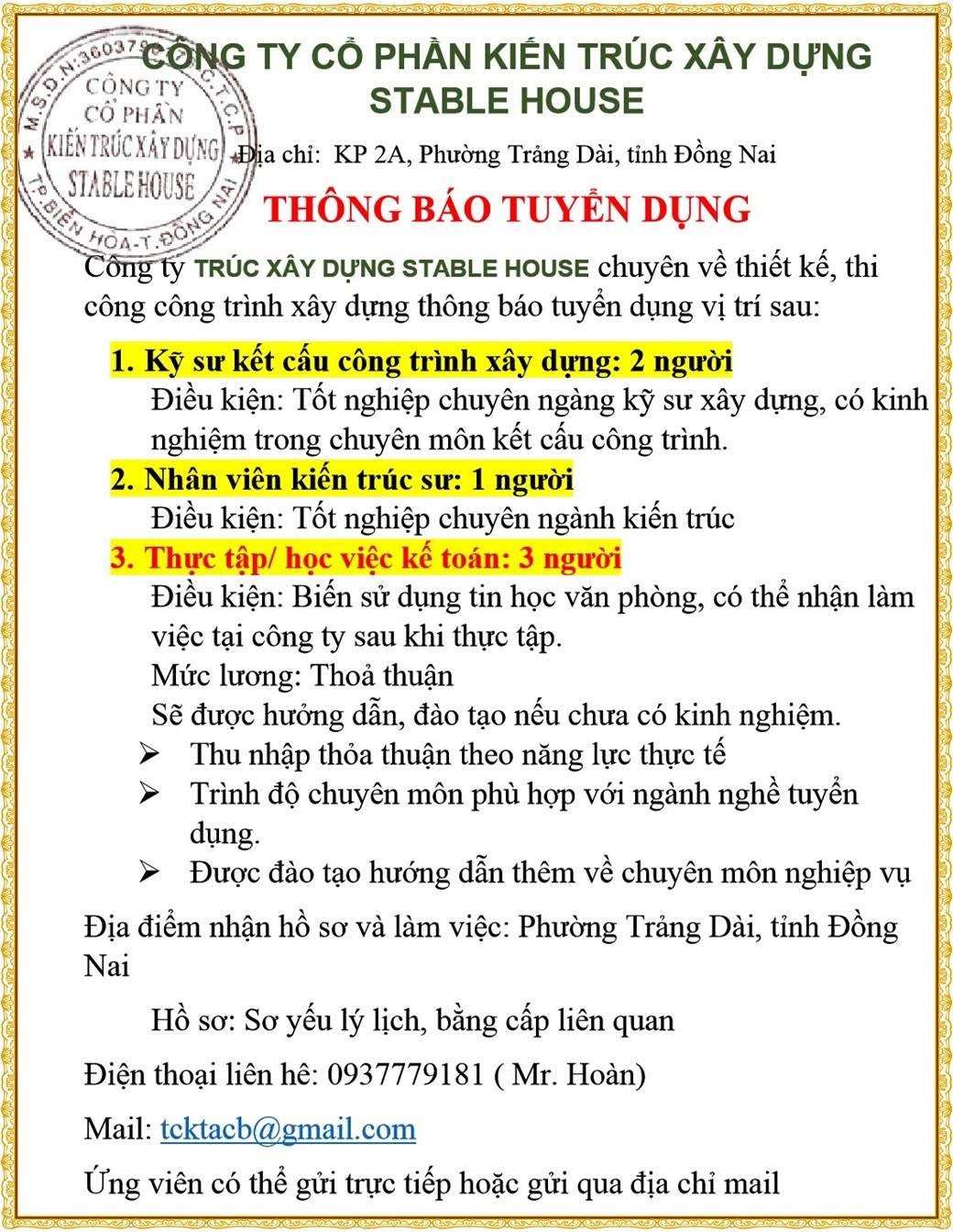 công ty cổ phần kiến trúc xây dựng stable house
công ty chuyên về thiết kế, thi công công trình xây dựng image