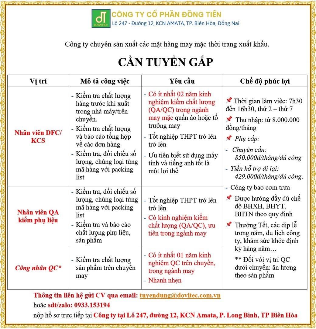công ty cổ phần đồng tiến hình ảnh tuyển dụng