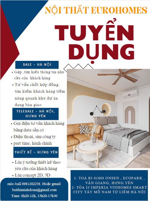 nội thất eurohomes hình ảnh tuyển dụng