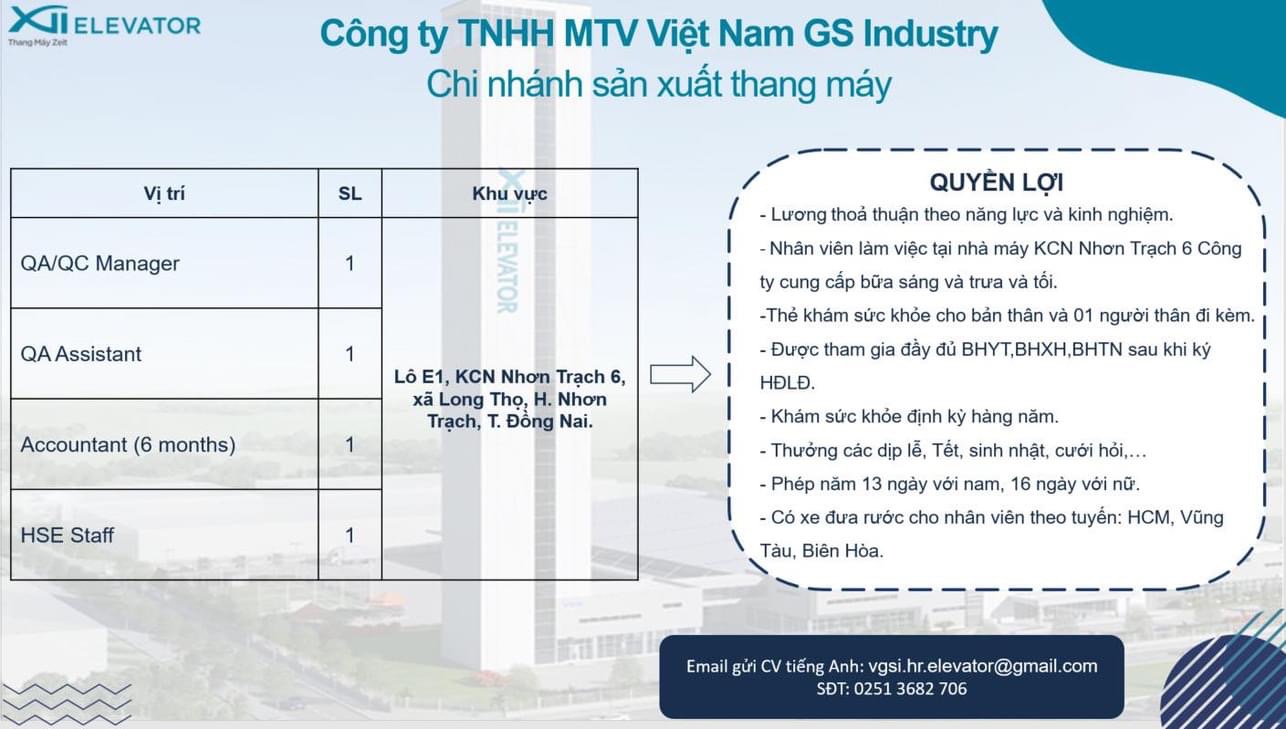 công ty TNHH một thành viên GS việt nam chi nhánh thang máy hình ảnh tuyển dụng