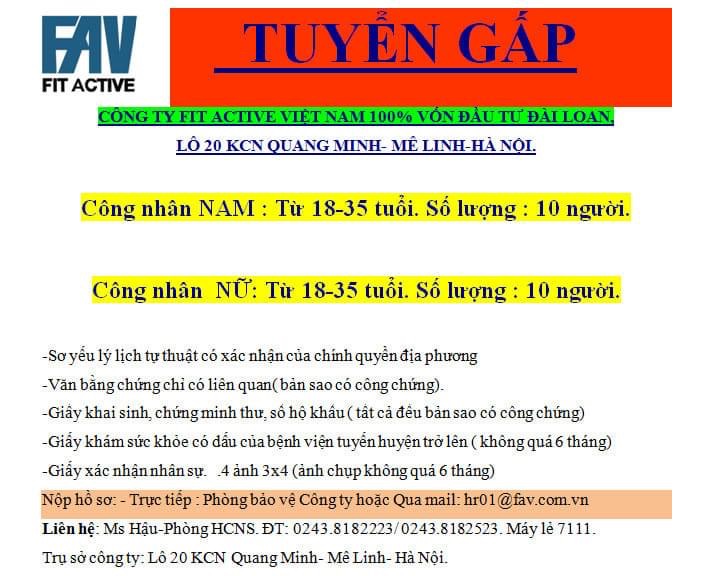 công ty TNHH fit active việt nam.
công ty có 100% vốn đài loan.
chuyên gia công mạ bề mặt kim loại image