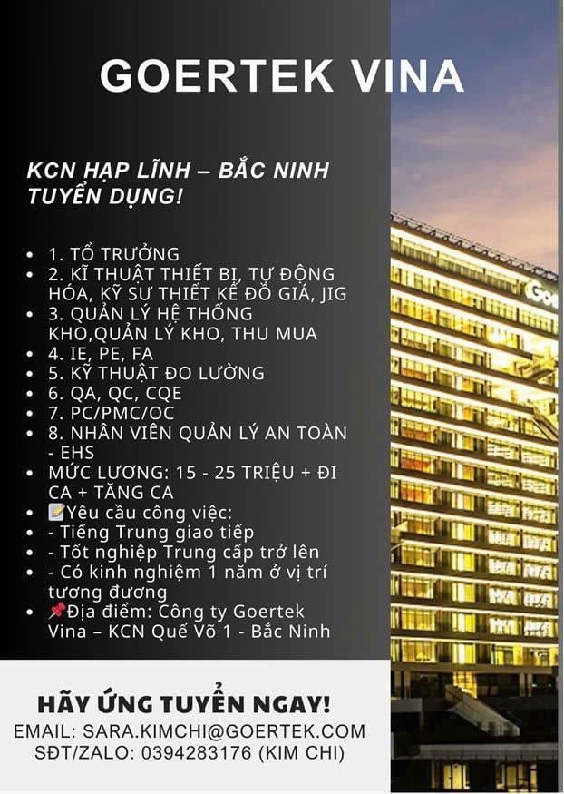 công ty TNHH goertek vina
công ty có 100% vốn hàn quốc
chuyên sản xuất các sản phẩm từ nhựa image