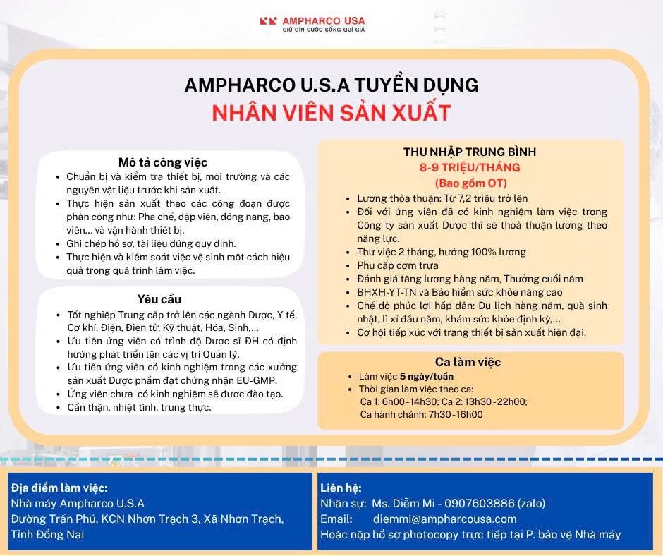 công ty cổ phần dược phẩm ampharco usa
công ty chuyên sản xuất hoà dược, dược phẩm, thuốc và thực phẩm chức năng
 image
