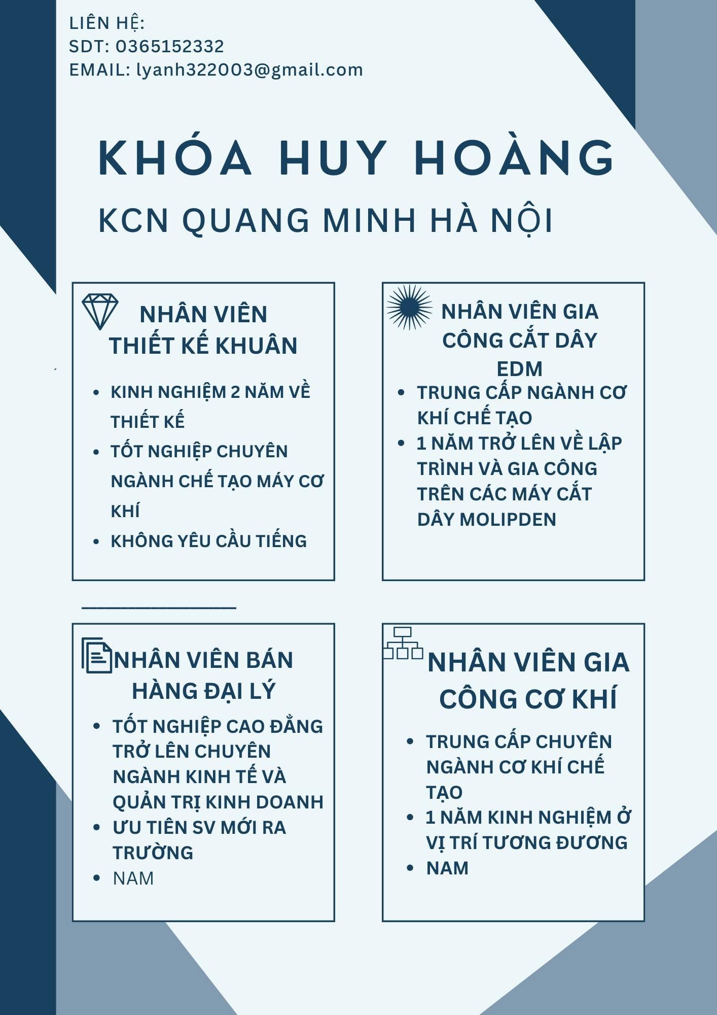 công ty TNHH khoá huy hoàng hình ảnh tuyển dụng