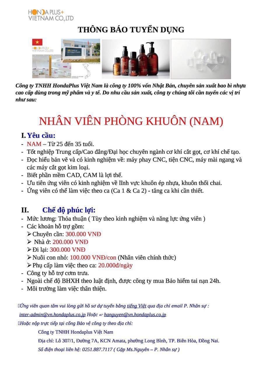 công ty TNHH hondaplus việt nam
công ty có 100% vốn nhật ban
chuyên sản xuất bao bì nhựa cao cấp dùng trong mỹ phẩm, y tế image