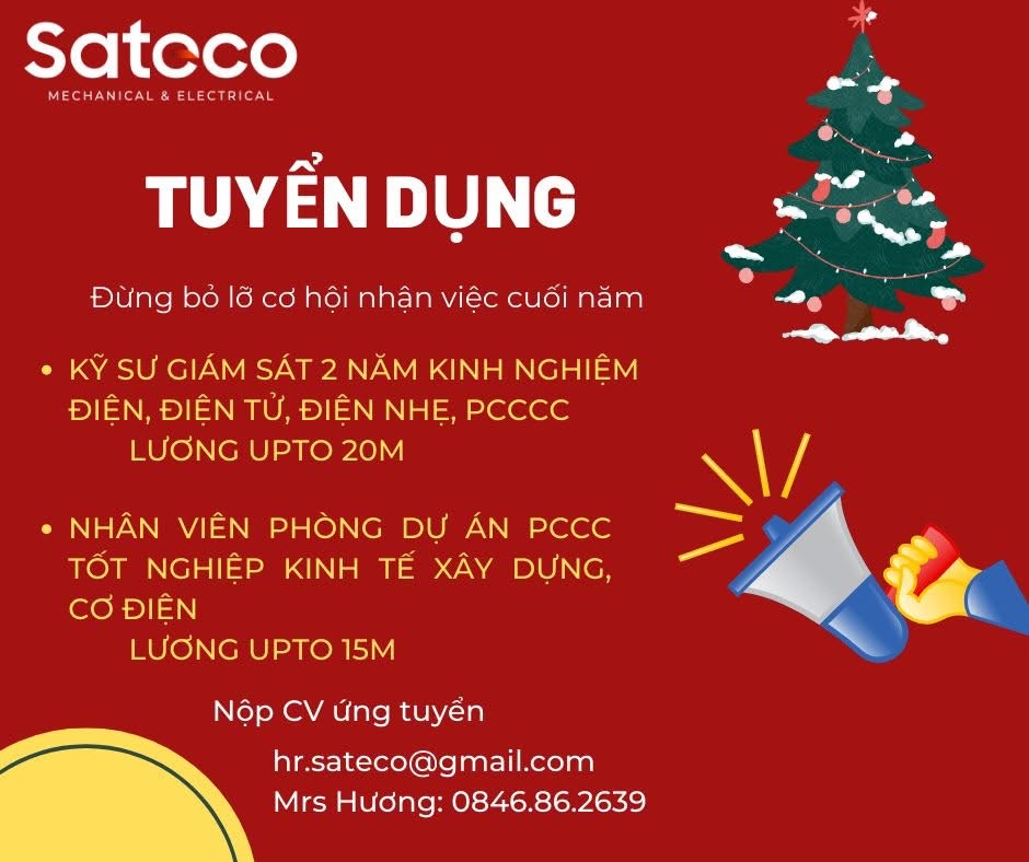 công ty cổ phần cơ điện và pccc sateco hình ảnh tuyển dụng