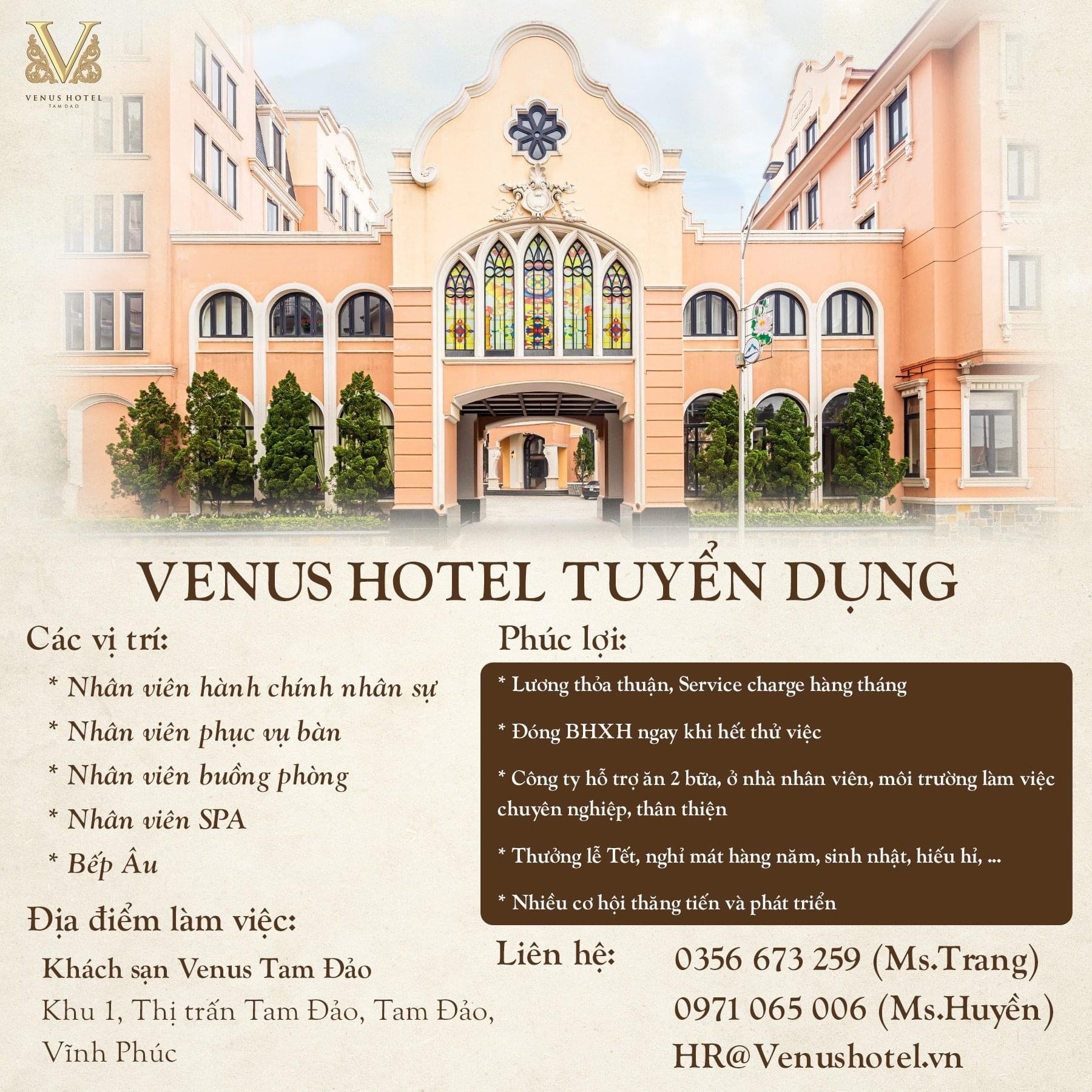 venus hotel tam đảo.
lương hấp dẫn,
cần tuyển nhiều vị trí image