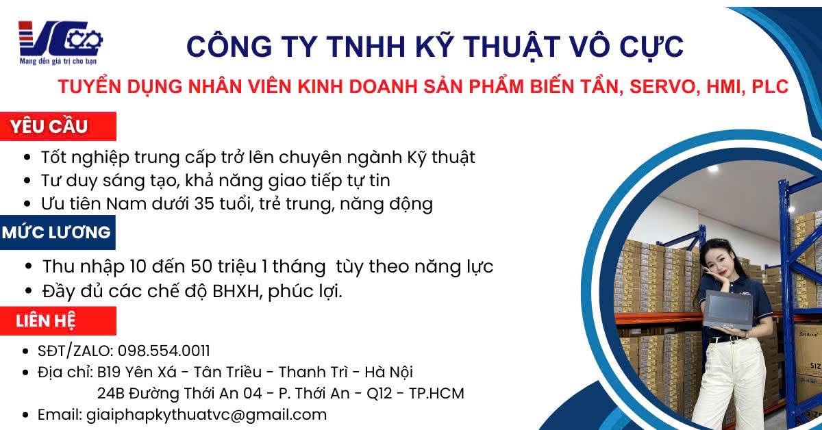 công ty TNHH kỹ thuật vô cực
công ty chuyên kinh doanh sản phẩm biến tần, serve,hmi,plc.. image