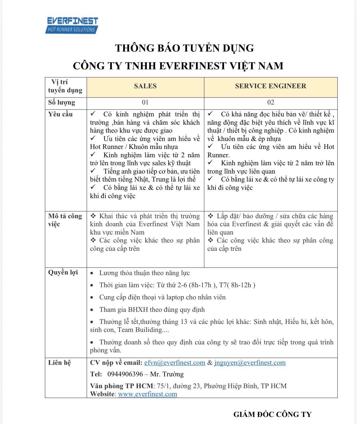 công ty TNHH everfinest việt nam
công ty có 100% vốn hồng kong và đức
chuyên cung cấp các giải pháp về khuôn image