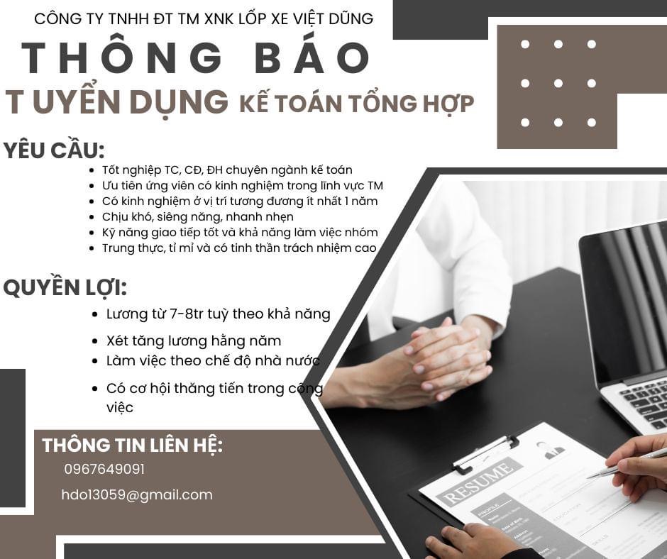 công ty TNHH đầu tư thương mại xuất nhập khẩu lốp xe việt dũng hình ảnh tuyển dụng