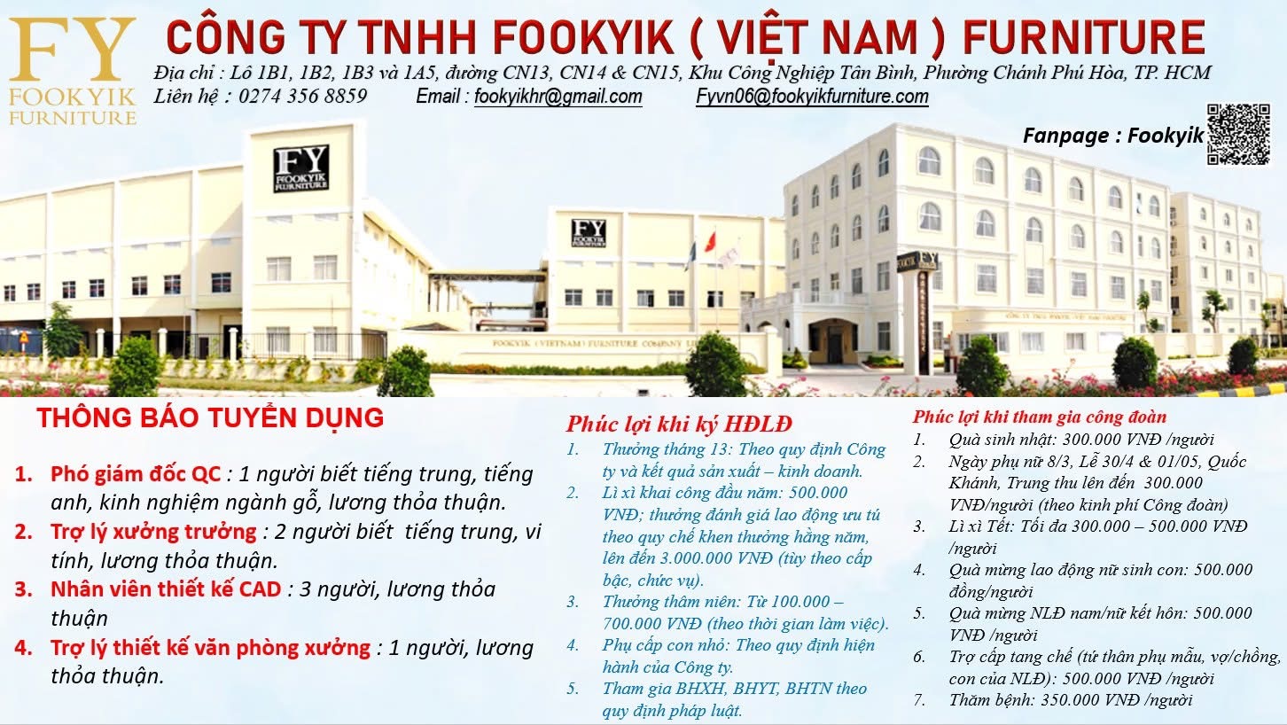 công ty TNHH fookyik việt nam hình ảnh tuyển dụng