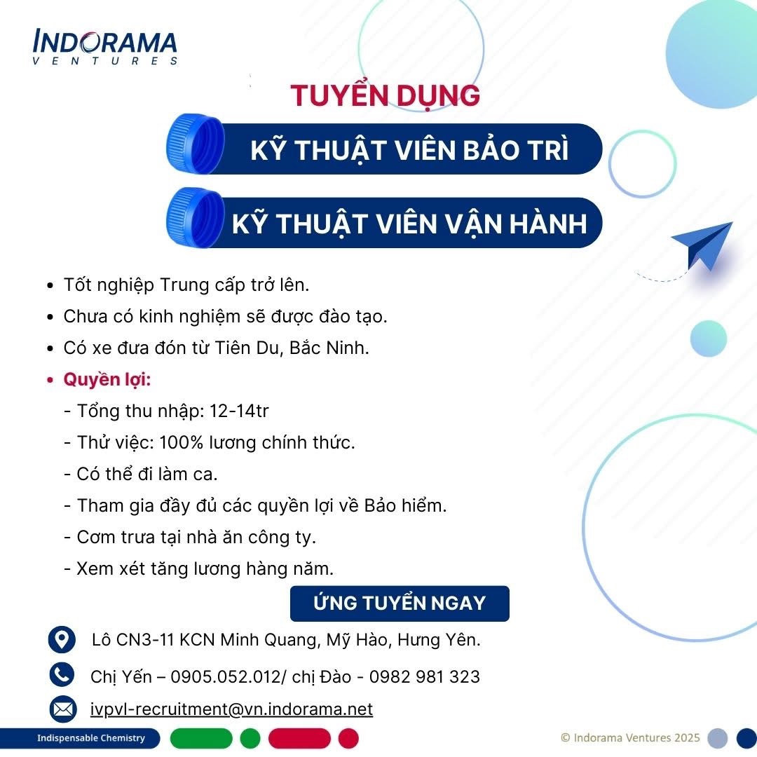 công ty TNHH indorama iventures việt nam
công ty chuyên sản xuất hạt nhựa.
 image