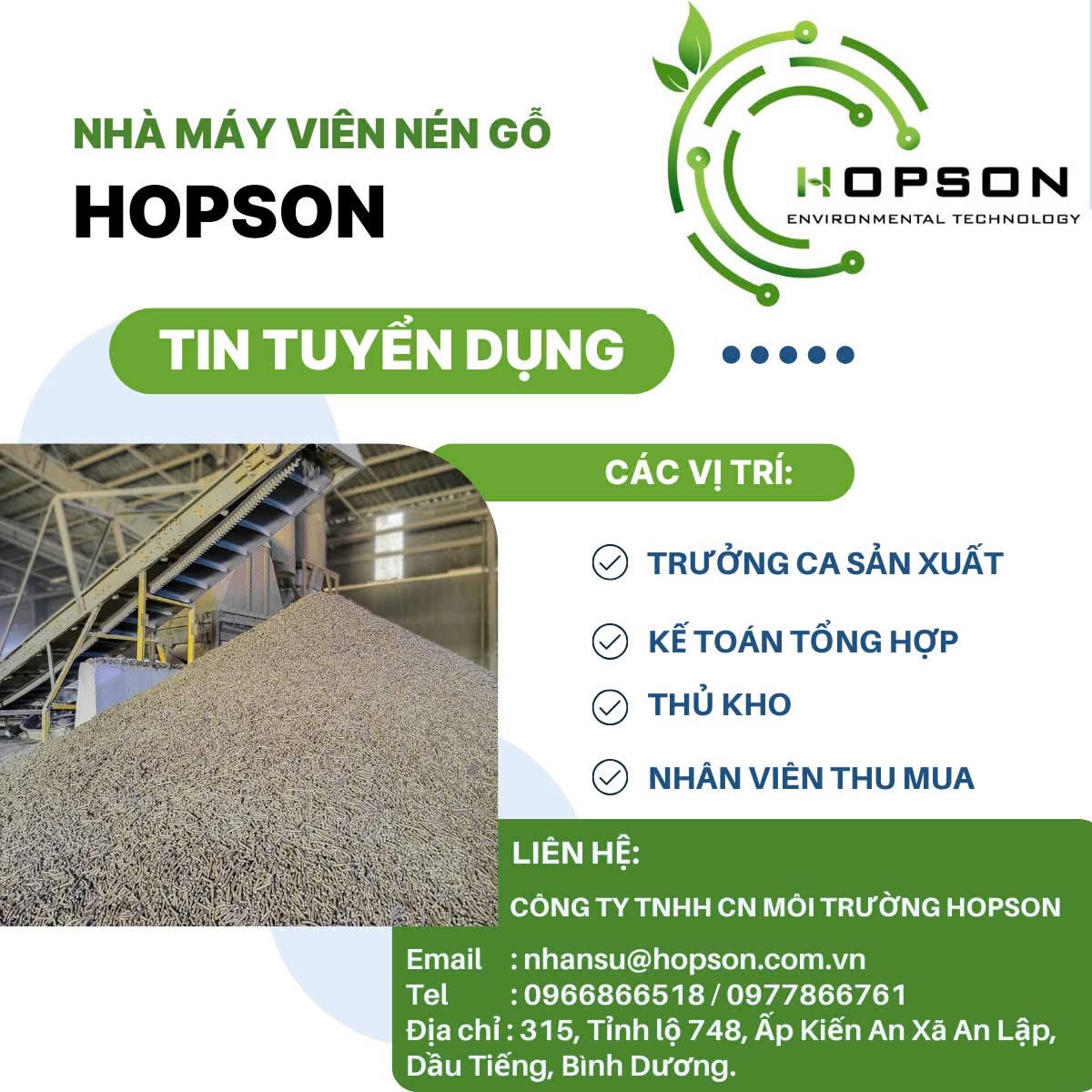 công ty TNHH cn môi trường hopson hình ảnh tuyển dụng