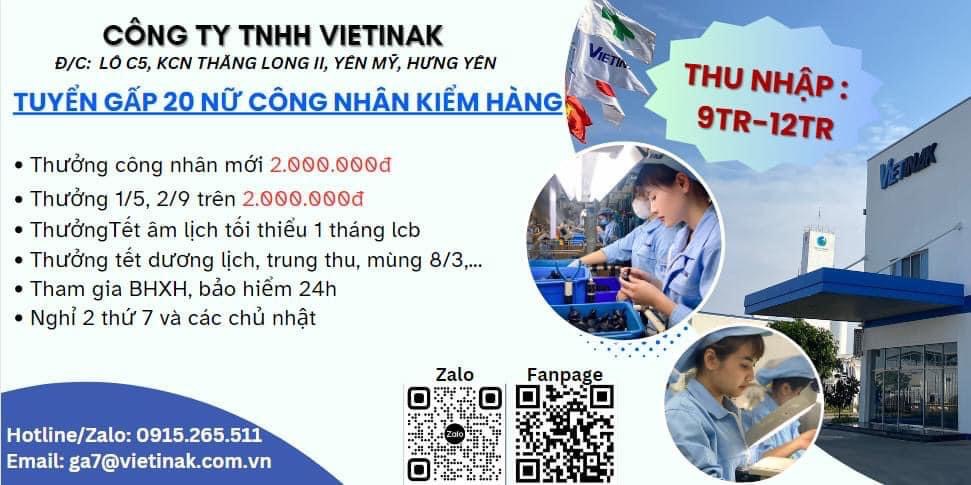 công ty TNHH vietinak 
công ty có 100% vốn nhật bản.
chuyển sản xuất cao su công nghiệp cho xe o to.
 image