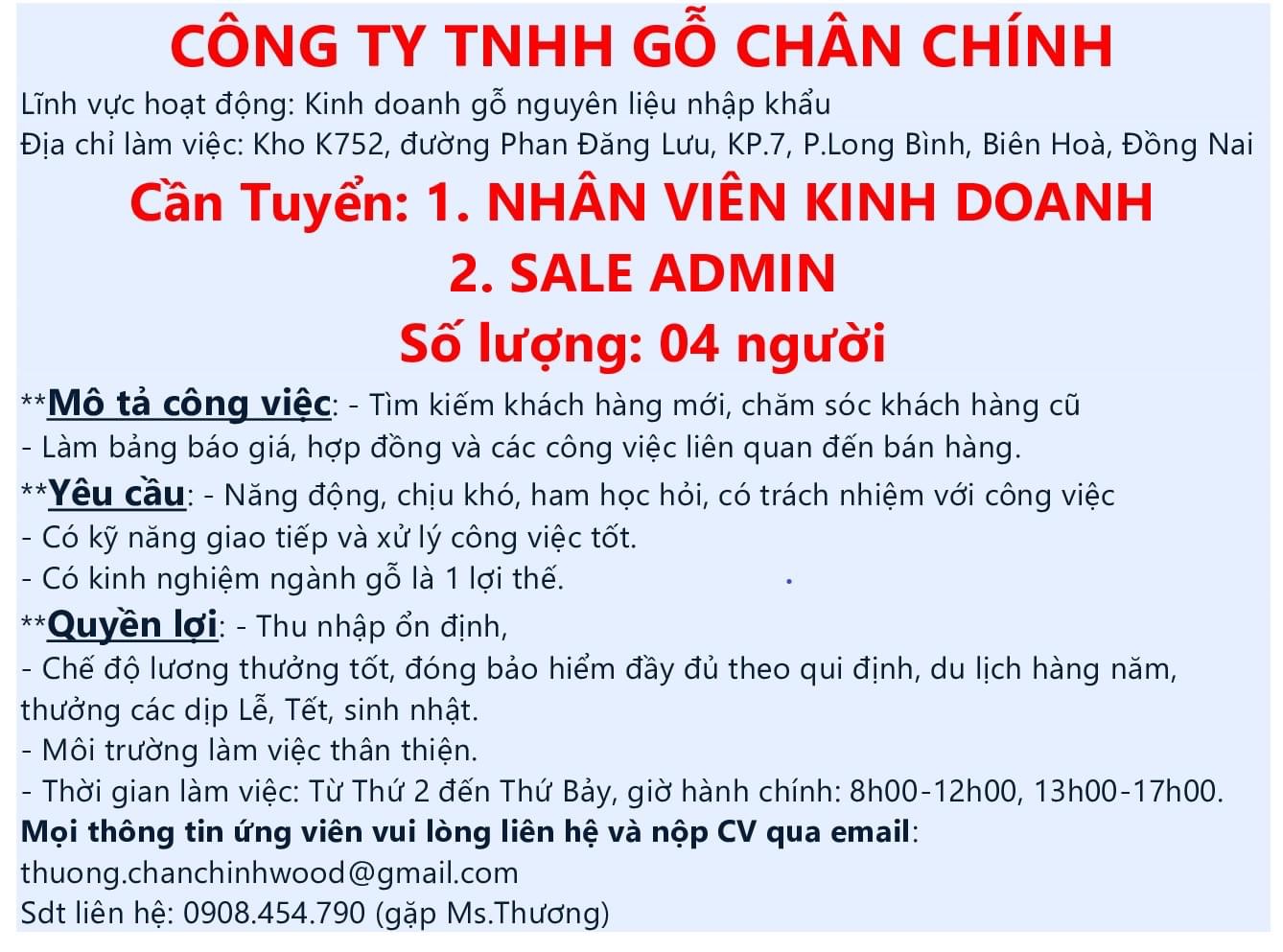 công ty TNHH đồ gỗ chân chính hình ảnh tuyển dụng