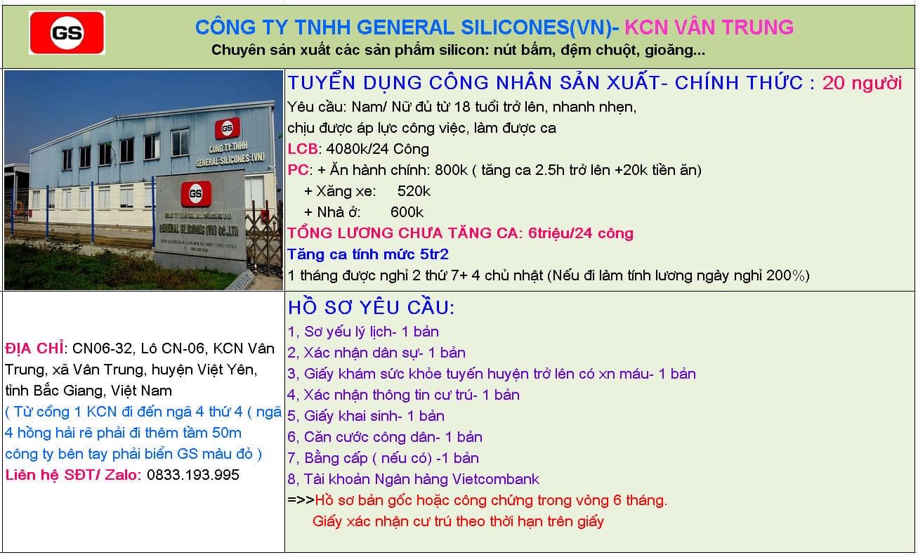 công ty TNHH general silicone việt nam hình ảnh tuyển dụng