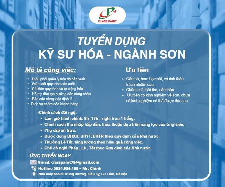 công ty TNHH class paint việt nam hình ảnh tuyển dụng