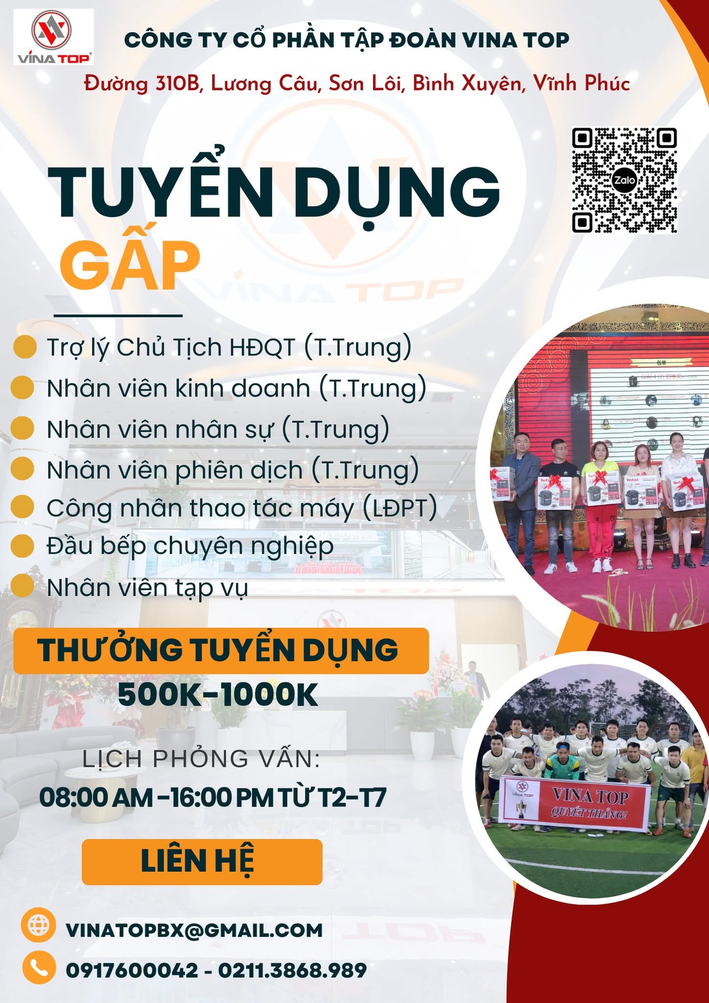 công ty cổ phần tập đoàn vina top
công ty chuyên sản xuất khuôn thép cho ngành chế tạo gạch men.
 image